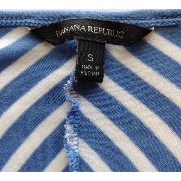 Banana Republic Top Womens Petite Small Striped High Low Hem Casual Blue White - Picture 4 of 8